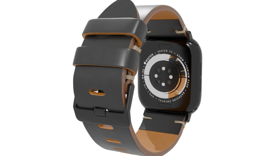 Shell Cordovan Leather Strap Watch 3D - Professional 3D Model Render 6