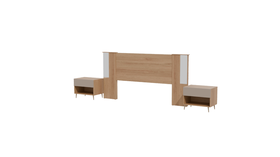 Wooden Headboard with Nightstands 3D - Professional 3D Model Render 12