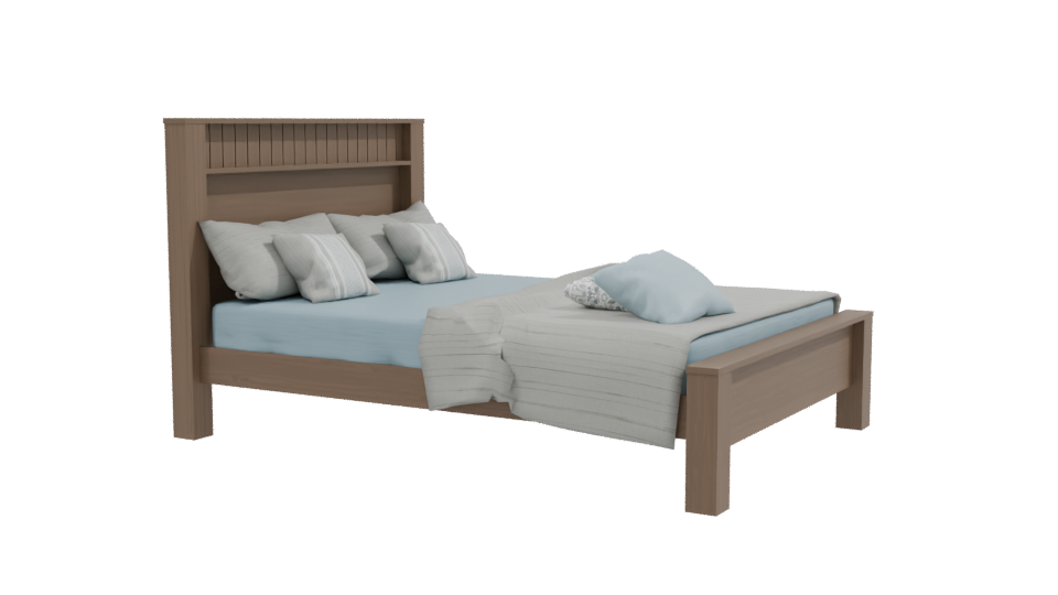 Stylish Wooden Bed 3D Model - Professional 3D Model Render 9