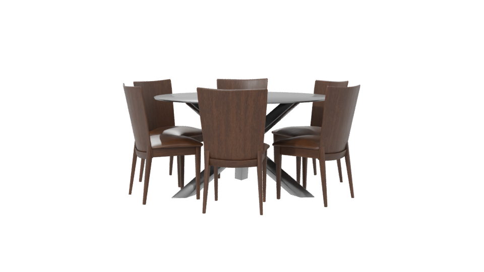 Elegant Glass Dining Table Set 3D - Professional 3D Model Render 6