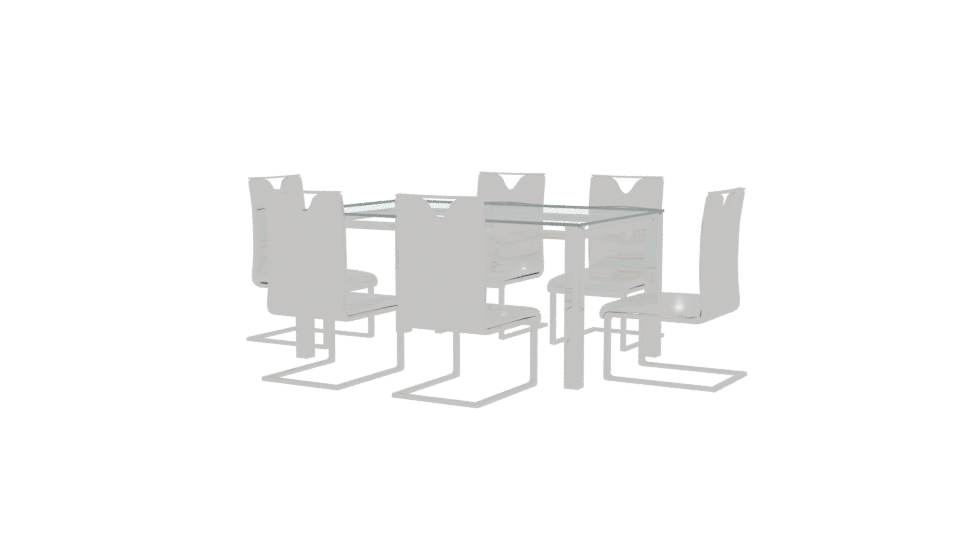 Elegant Glass Dining Table Set - Professional 3D Model Render 12