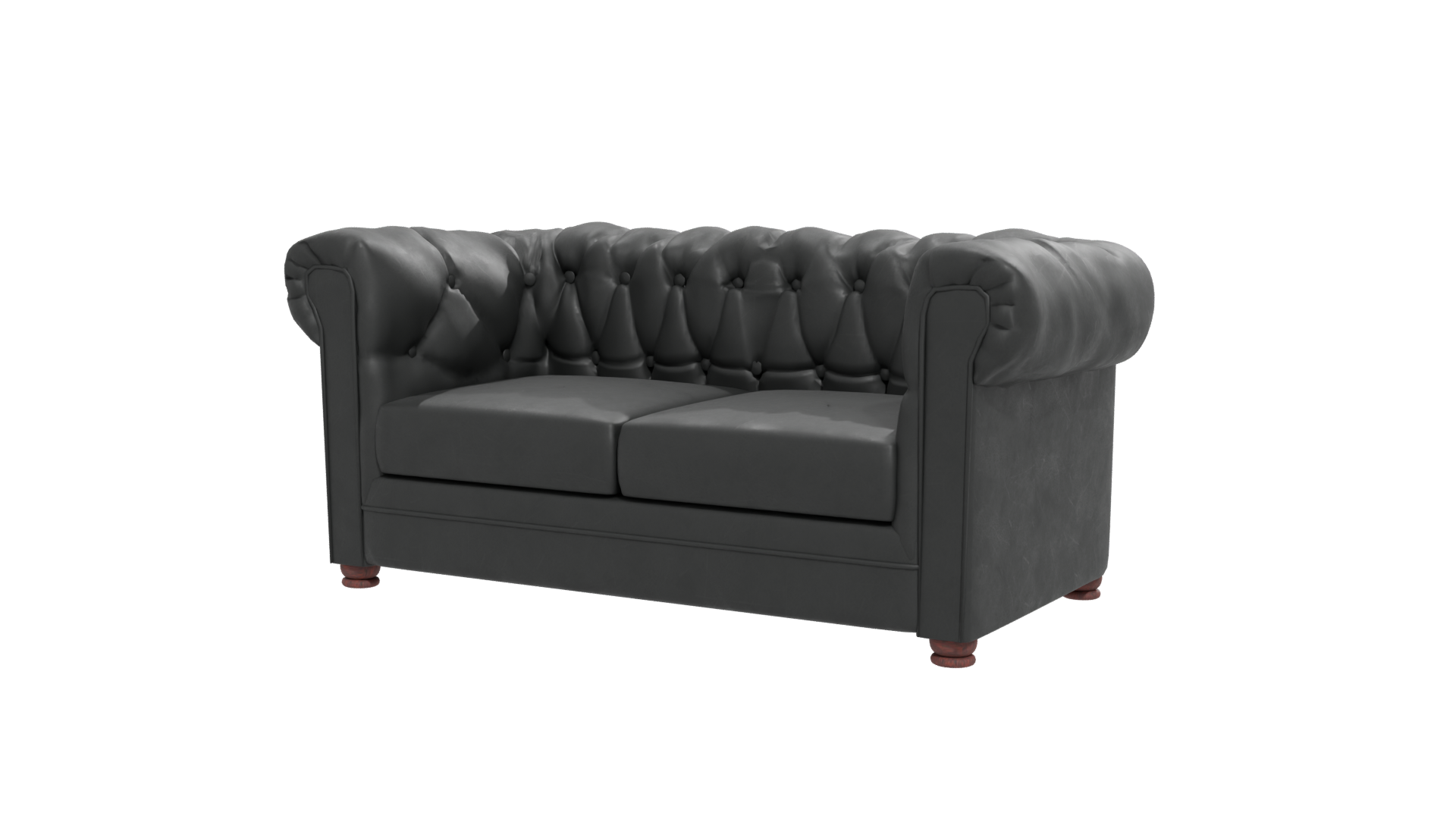 Elegant Black Leather Sofa 3D - Professional 3D Model Render 12