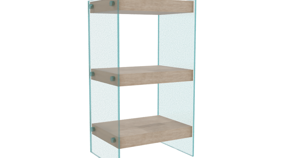 Minimalist Glass Wooden Shelf - Professional 3D Model Render 4