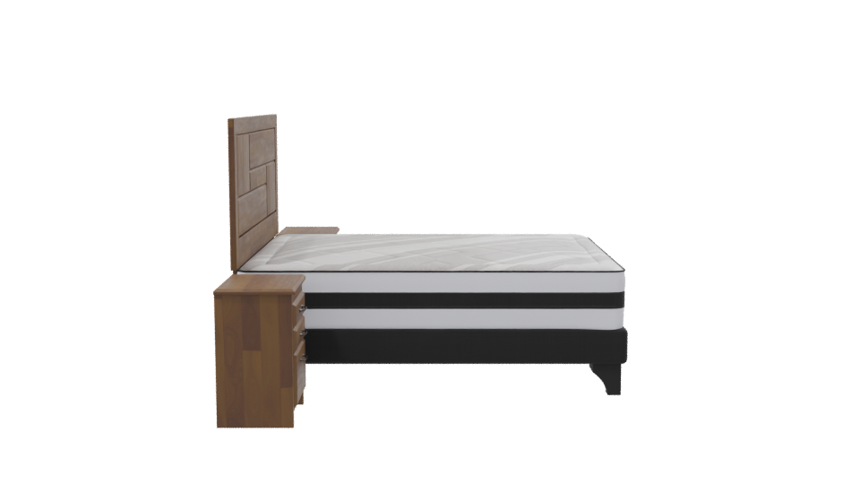 Elegant Wooden Bed Set 3D - Professional 3D Model Render 8