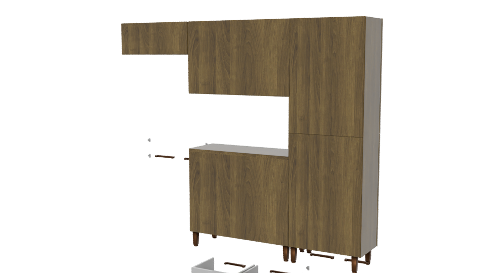 Stylish Wooden Kitchen Cabinet 3D - Professional 3D Model Render 6