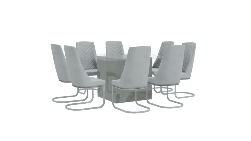 Elegant Glass Dining Table Set 3D - Professional 3D Model Render 10