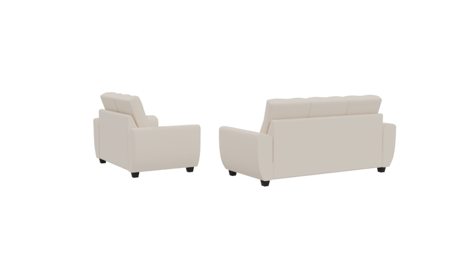 Contemporary Cream Leather Sofa Set 3D Model - Professional 3D Model Render 4