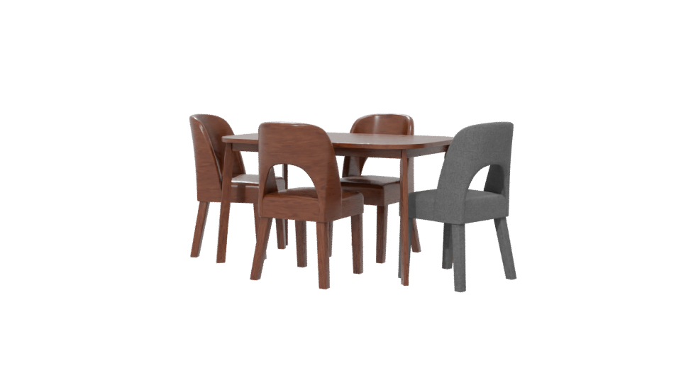 Stylish Wooden Dining Table Set - Professional 3D Model Render 6