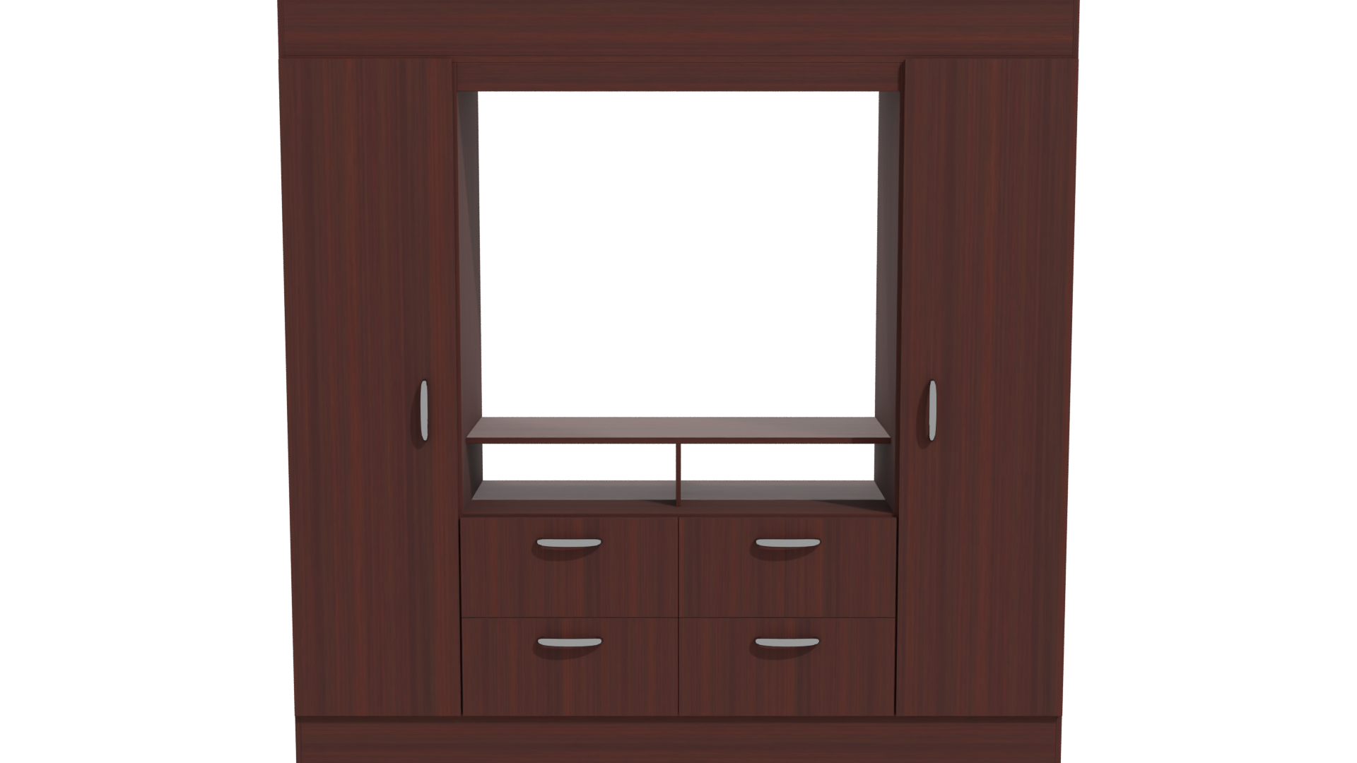 Contemporary Wood Entertainment Center 3D - Professional 3D Model Render 11