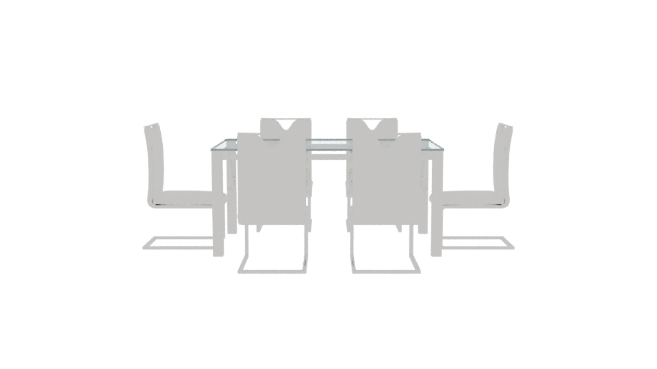 Elegant Glass Dining Table Set - Professional 3D Model Render 11