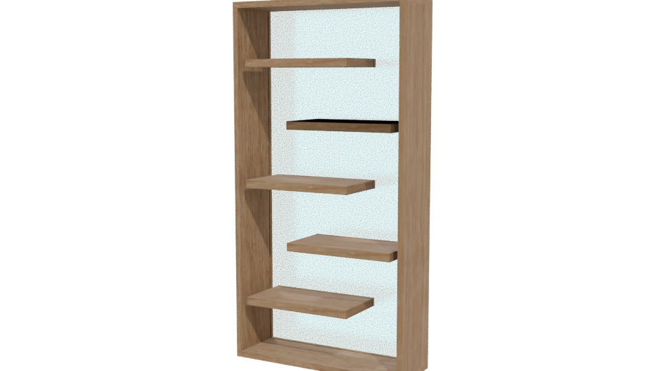Stylish Wooden Bookshelf Model - Professional 3D Model Render 12