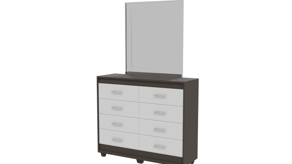 Eight Drawer Dresser and Mirror 3D - Professional 3D Model Render 12