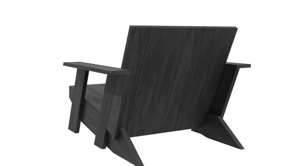Stylish Wooden Lounge Chair Model - Professional 3D Model Render 4
