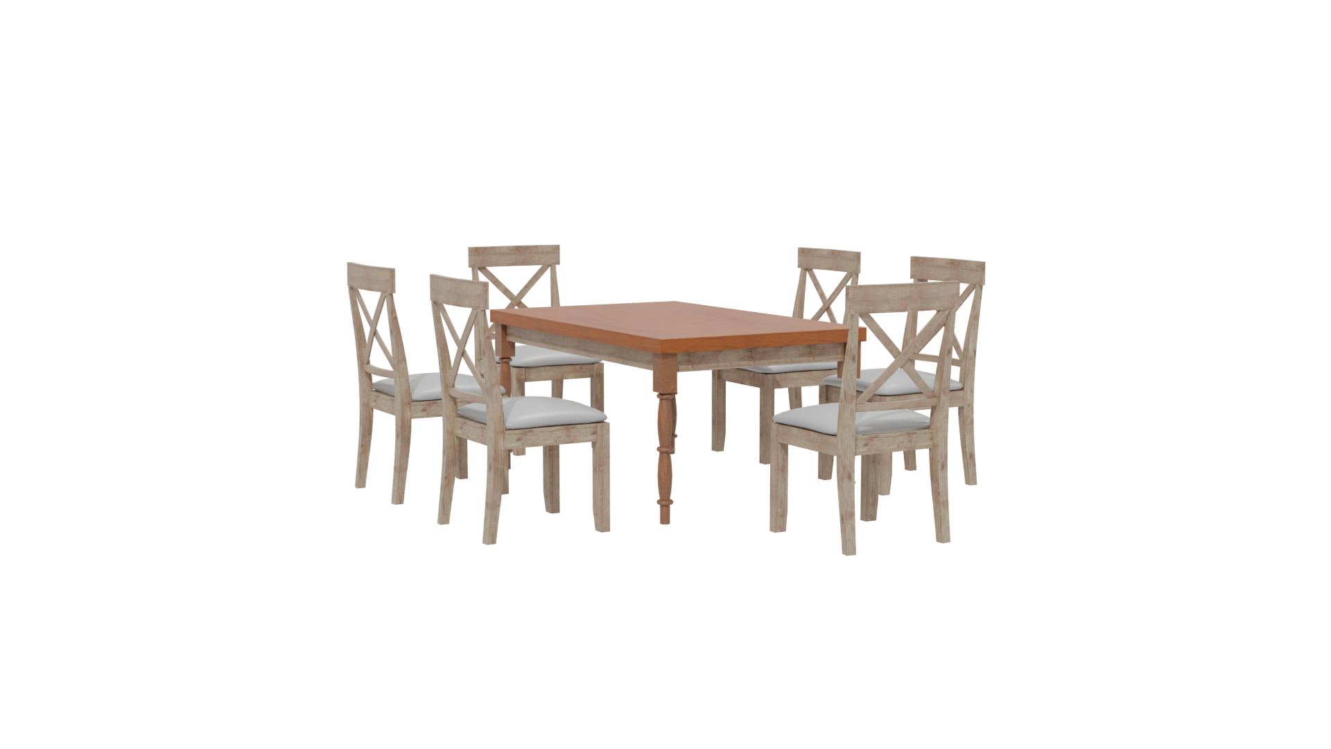 Rustic Wooden Dining Table Set - Professional 3D Model Render 13
