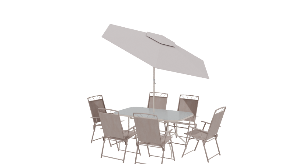 Stylish Outdoor Dining Set with Umbrella 3D Model - Professional 3D Model Render 3