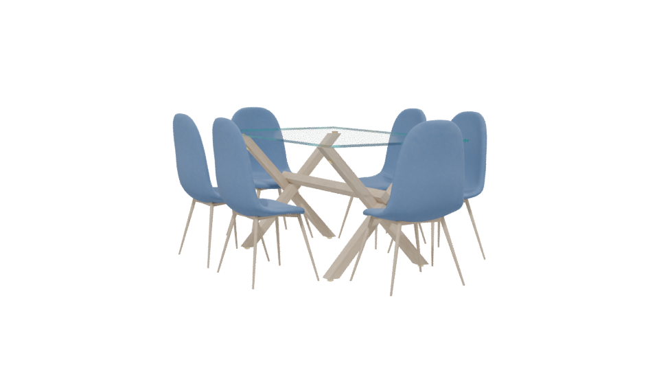 Stylish Glass Dining Table Set - Professional 3D Model Render 13