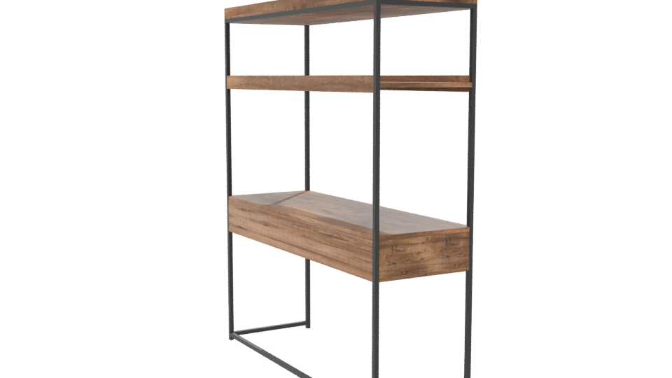 Stylish Industrial Wooden Display Shelf 3D Model - Professional 3D Model Render 7
