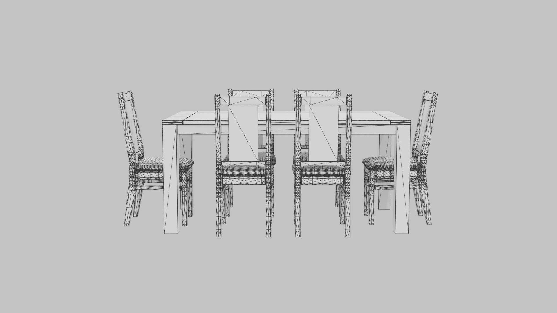 Elegant Wooden Dining Set 3D - Professional 3D Model Render 8