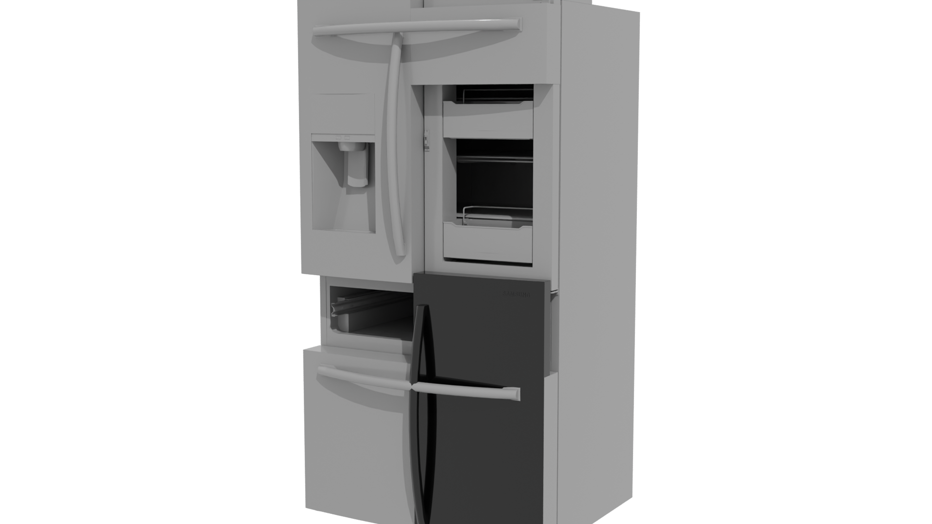 Stylish Black Refrigerator Model - Professional 3D Model Render 12