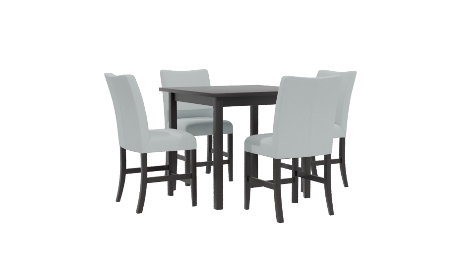 Stylish Modern Dining Table with Upholstered Chairs 3D Model - Professional 3D Model Render 4