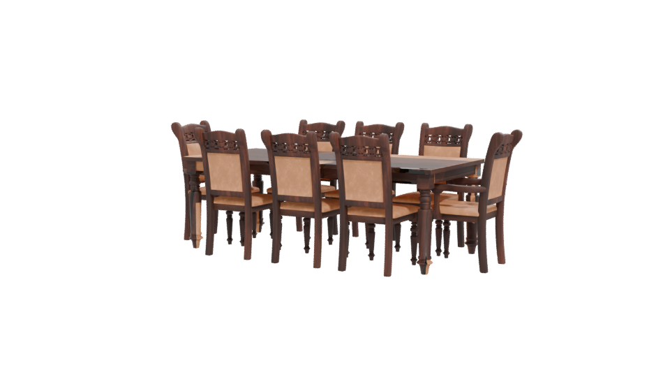 Elegant Wooden Dining Table Set - Professional 3D Model Render 12