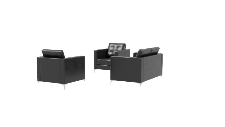 Contemporary Black Fabric Sofa Set 3D Model - Professional 3D Model Render 3