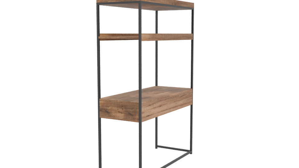 Rustic Wooden Shelf Unit 3D - Professional 3D Model Render 3