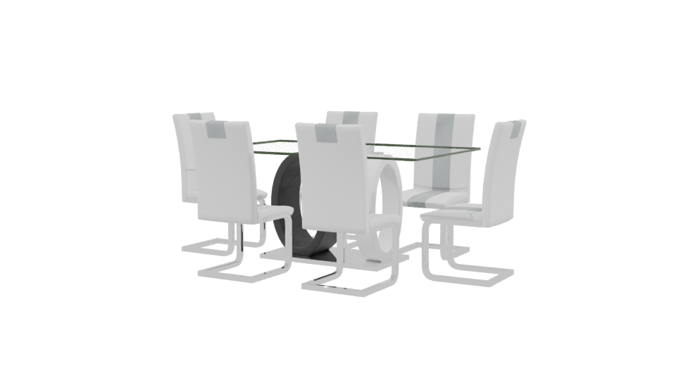 Stylish Glass Dining Table Set - Professional 3D Model Render 3