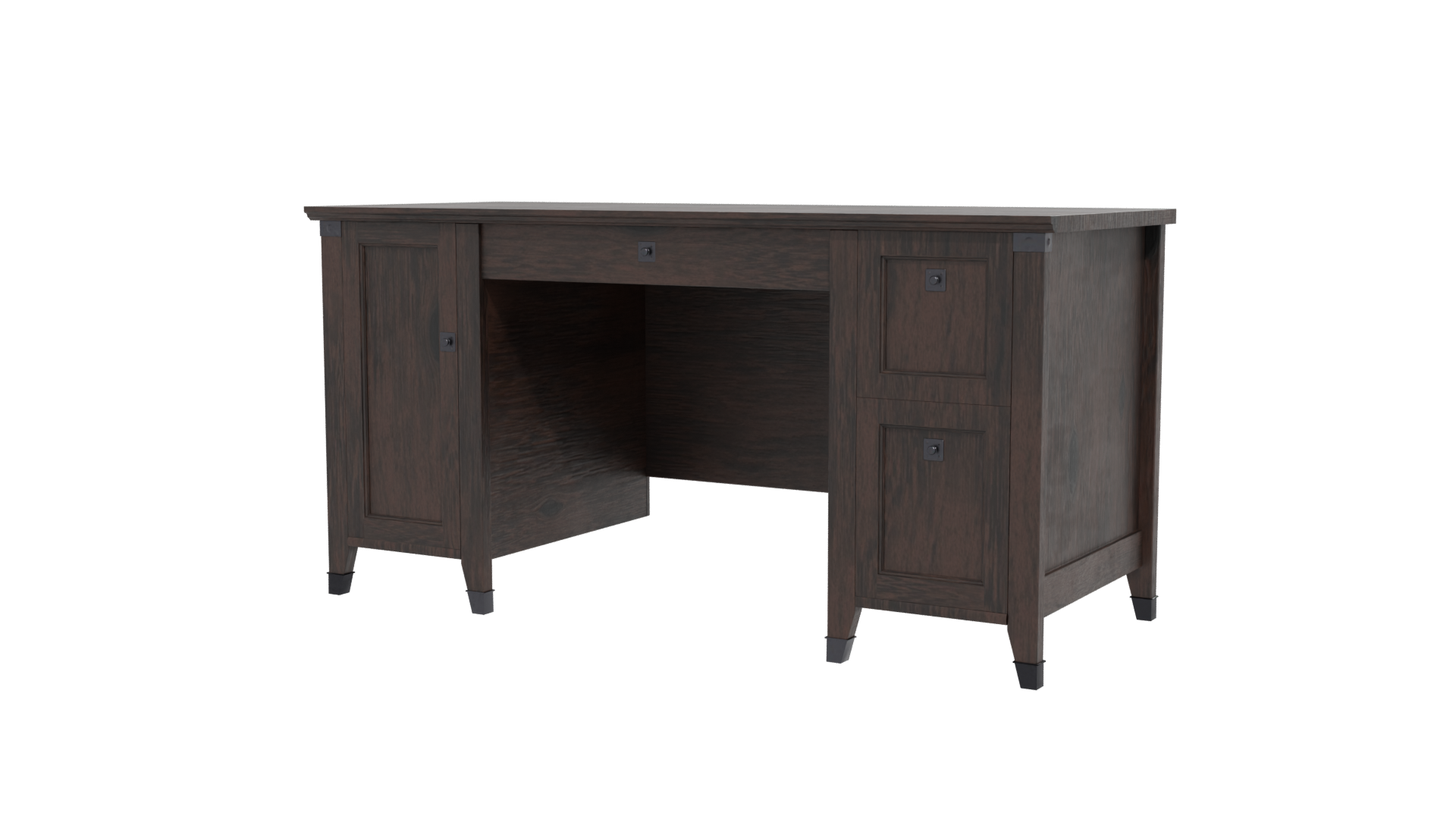 Elegant Wooden Office Desk Model - Professional 3D Model Render 12