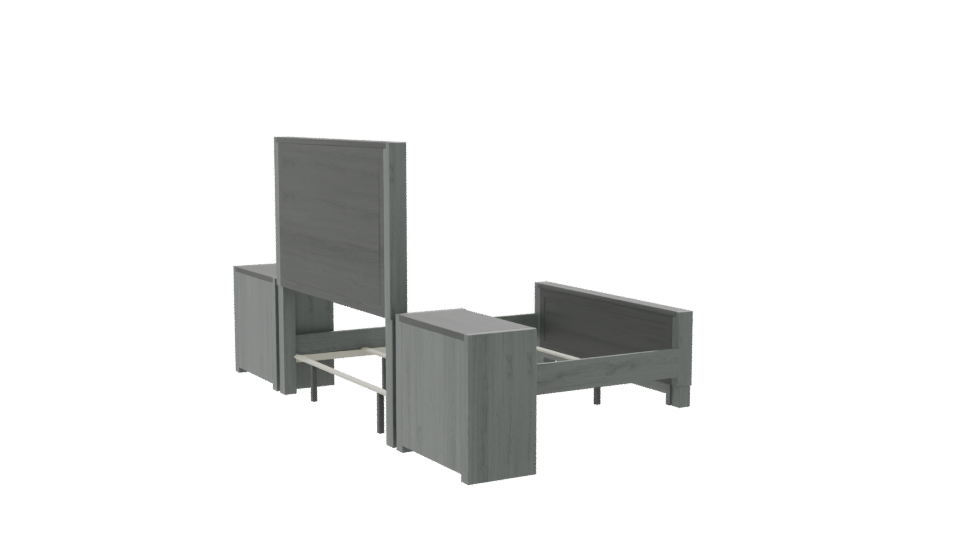Stylish Modern Upholstered Bed Frame with Nightstands - Professional 3D Model Render 7