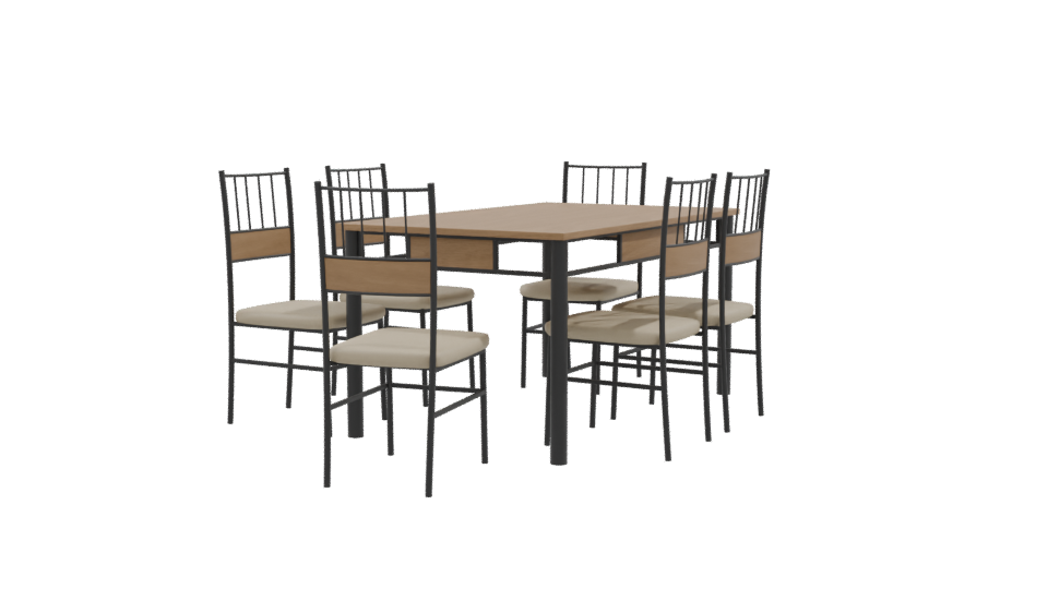 Stylish Modern Dining Table Set 3D Model - Professional 3D Model Render 9