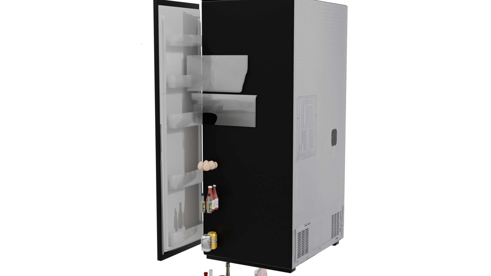 Modern Black Refrigerator 3D Model - Professional 3D Model Render 3