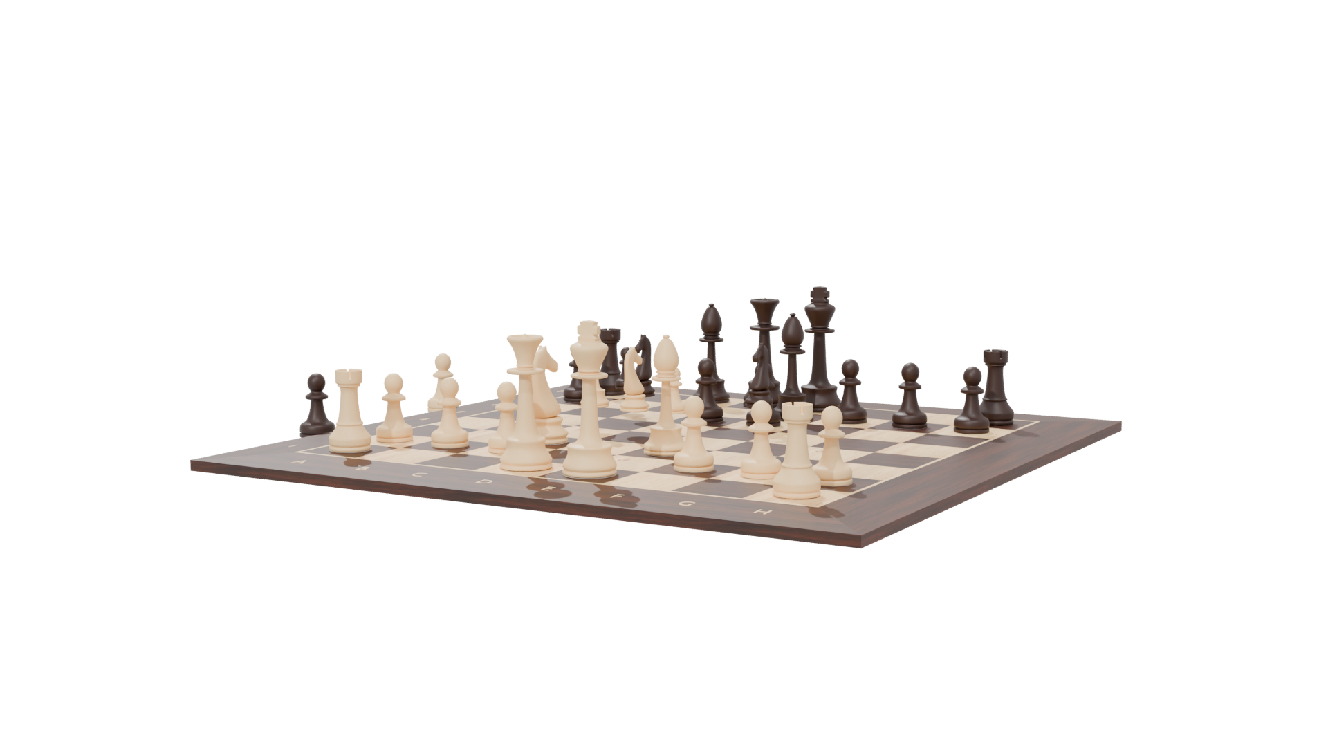 Realistic Chess Set 3D Model - Professional 3D Model Render 6