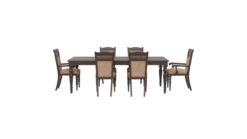 Elegant Wooden Dining Table Set 3D Model - Professional 3D Model Render 5