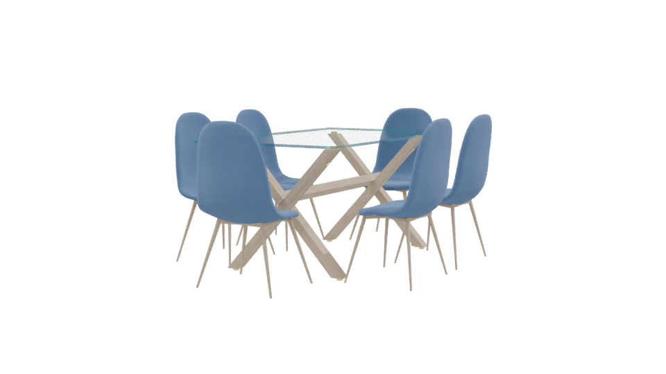 Stylish Glass Dining Table Set - Professional 3D Model Render 9