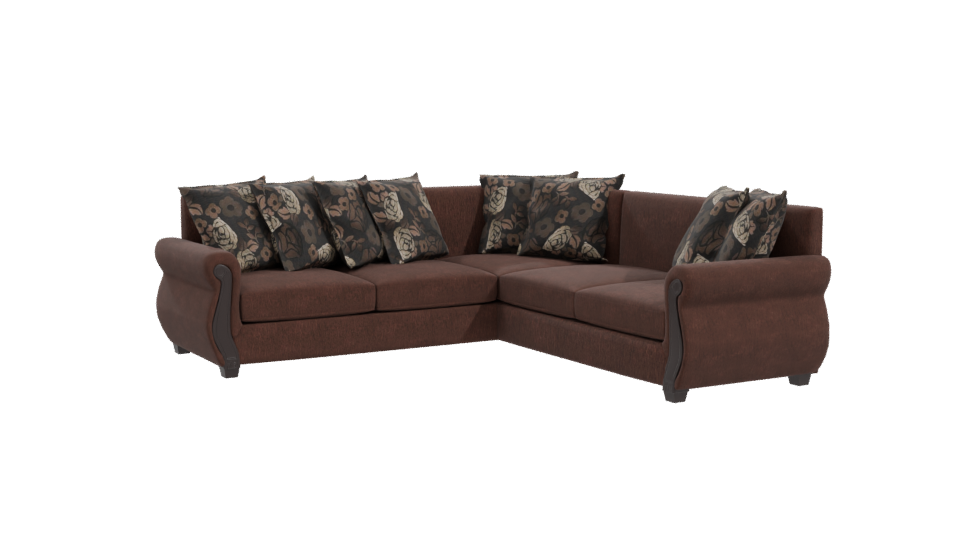 Bolonia Coffee Fabric Sectional Sofa 3D - Professional 3D Model Render 10