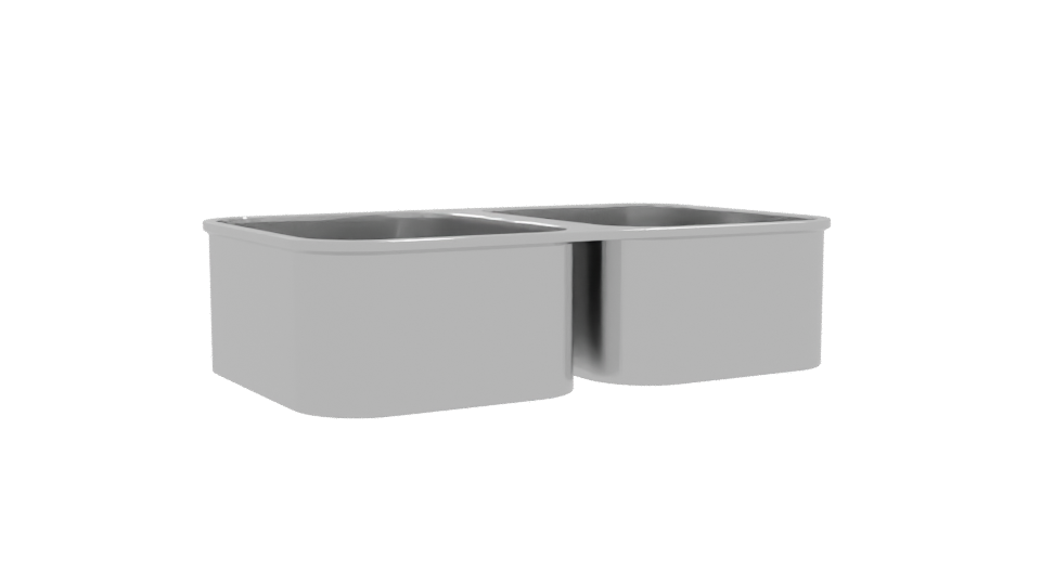Dual Basin Stainless Steel Sink - Professional 3D Model Render 10