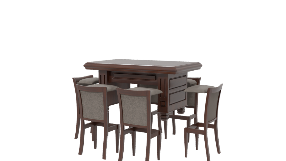 Elegant Wooden Dining Table Set - Professional 3D Model Render 6