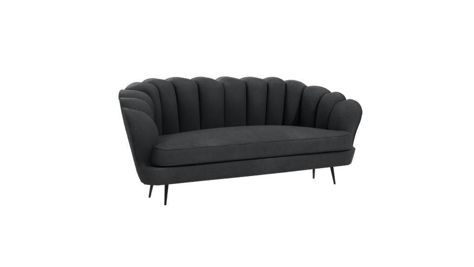 Chic Black Velvet Sofa Model - Professional 3D Model Render 10