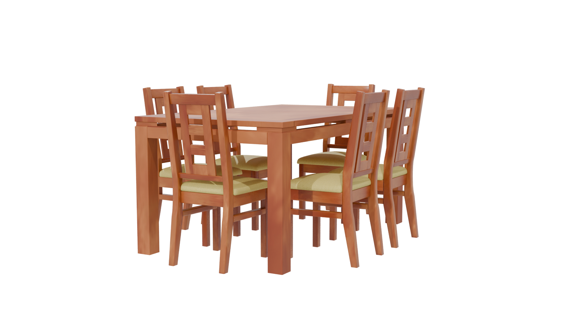 Stylish Wooden Dining Table Set 3D Model - Professional 3D Model Render 6