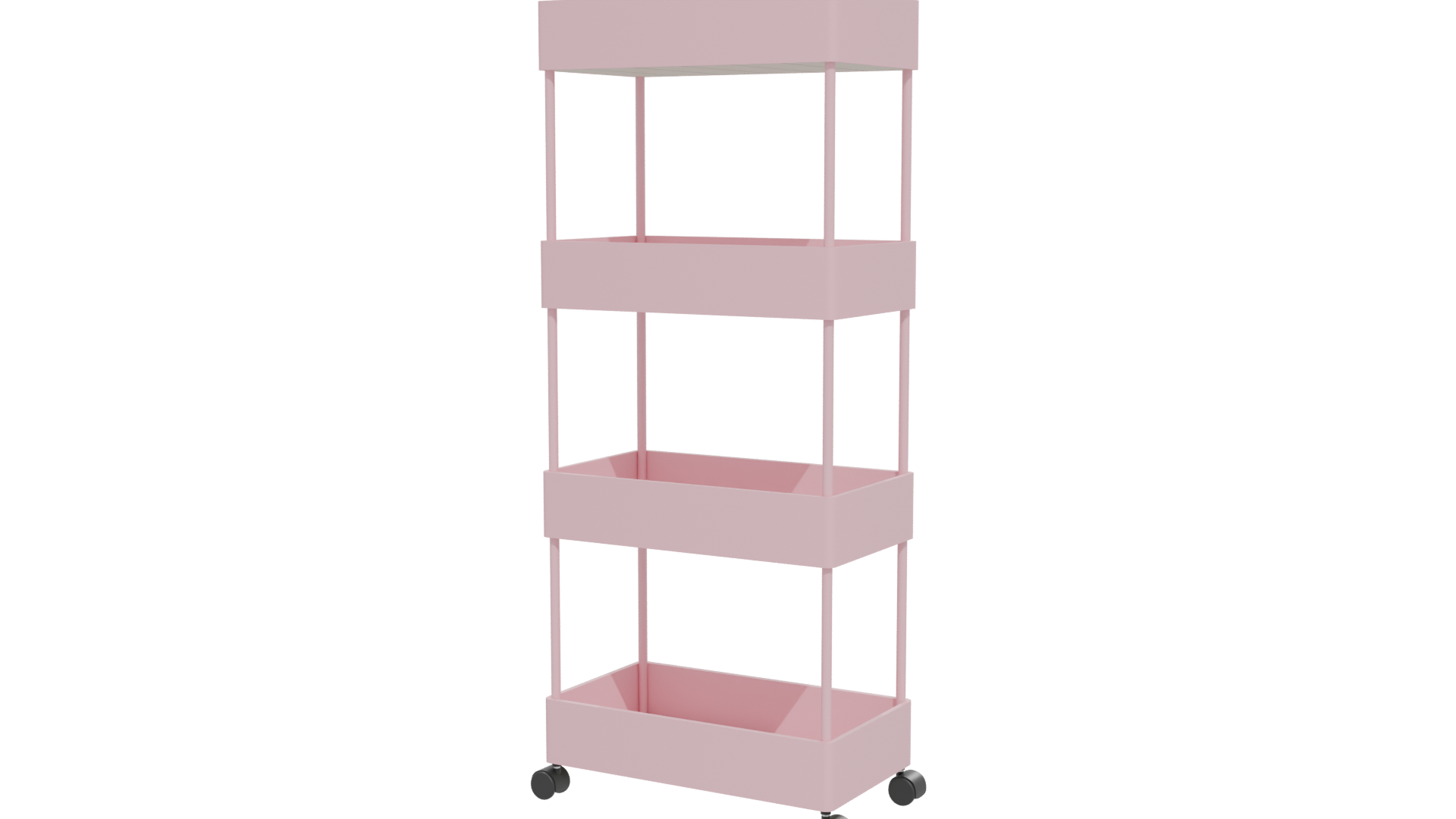 Pink 4-Tier Storage Cart 3D - Professional 3D Model Render 12