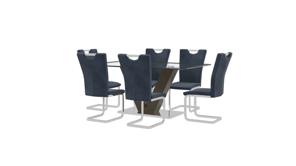 Modern Glass Dining Table Set - Professional 3D Model Render 9