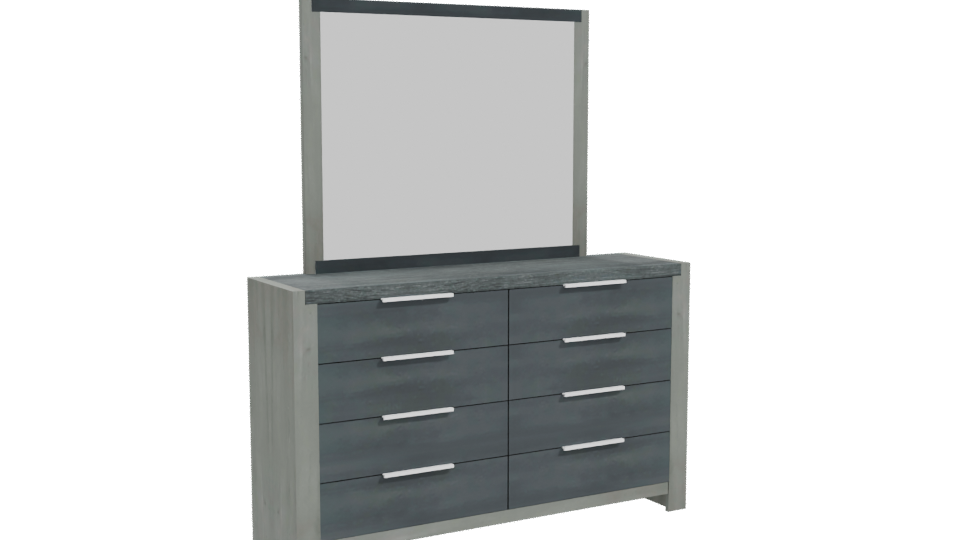 Contemporary Dresser with Mirror - Professional 3D Model Render 10