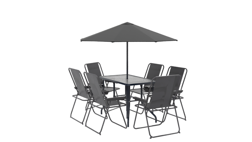 Stylish Outdoor Dining Set with Umbrella 3D Model - Professional 3D Model Render 7