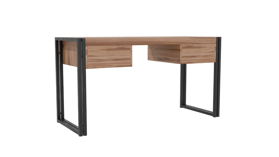 Contemporary Wooden Office Desk 3D - Professional 3D Model Render 4