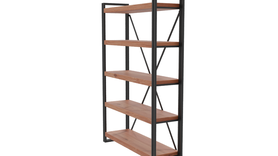 Industrial Style Wooden Shelving Unit - Professional 3D Model Render 13