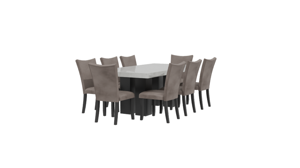 Rectangular Marble Dining Table 3D - Professional 3D Model Render 3