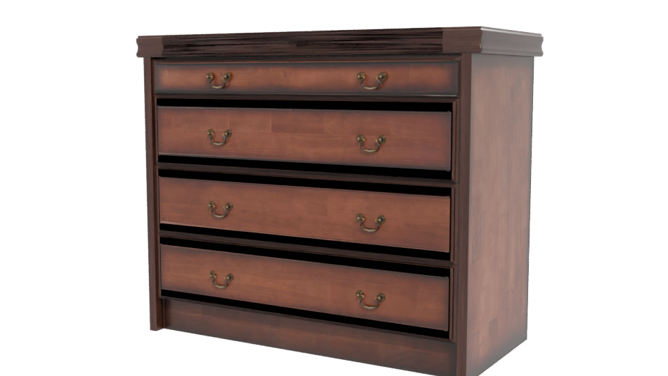 Classic Wooden Drawer Chest 3D - Professional 3D Model Render 12