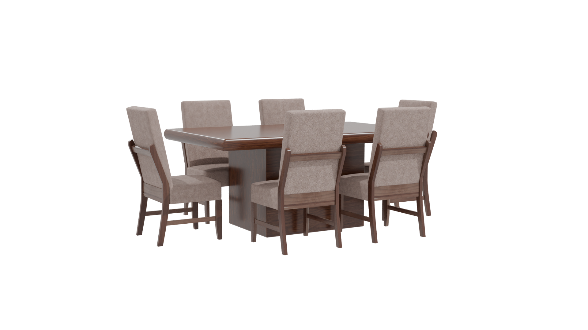 Stylish Wooden Dining Table Set - Professional 3D Model Render 19