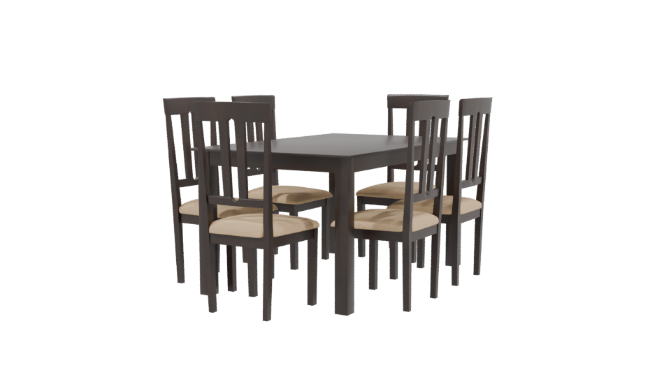 Elegant Wooden Dining Set 3D - Professional 3D Model Render 3